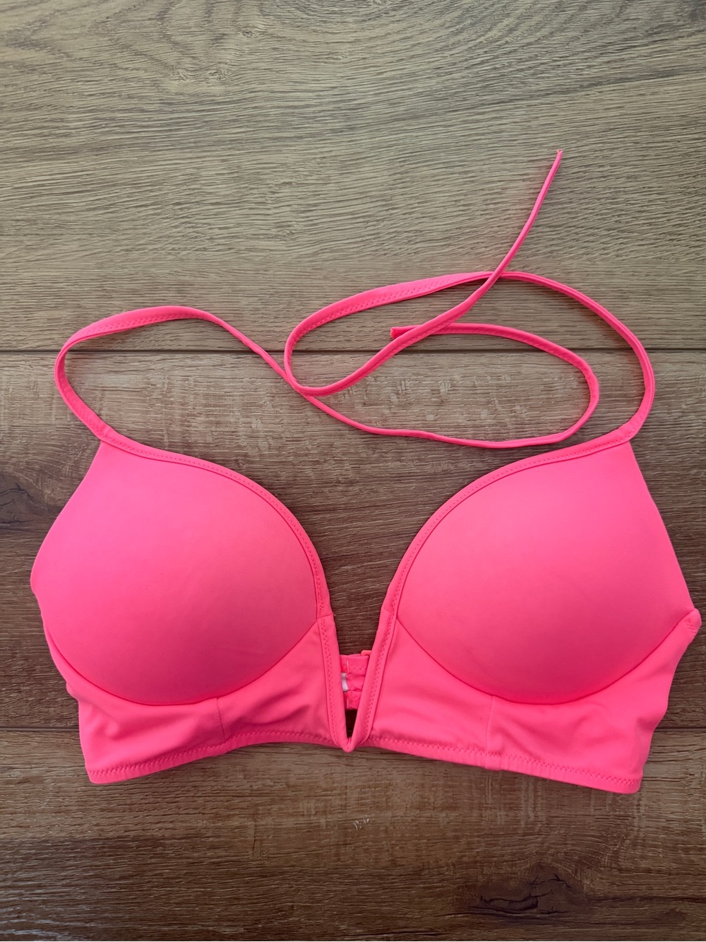 Women’s Push-Up Halter Bikini Top - Neon Pink